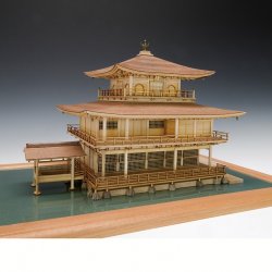 画像1: ウッディジョー (NO.340) 1/75 鹿苑寺 金閣 （白木作り）木製模型 組立キット 