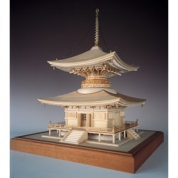 画像1: ウッディジョー (NO.342) 1/50 石山寺 多宝塔 木製模型 組立キット 