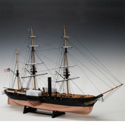 画像1: ウッディジョー (NO.182) 1/120 黒船 サスケハナ（縮帆タイプ） 木製模型 組立キット 