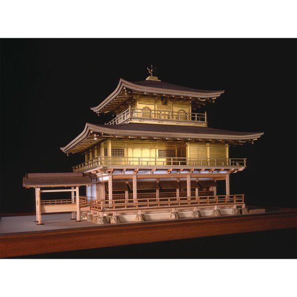 画像1: ウッディジョー (NO.339) 1/75 鹿苑寺 金閣（ゴールド仕様） 木製模型 組立キット  (1)