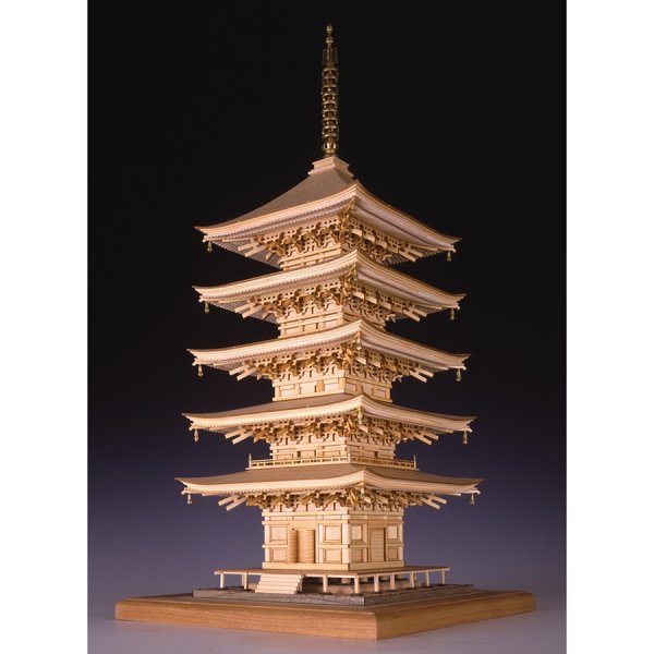 画像1: ウッディジョー (NO.347) 1/75 瑠璃光寺 五重塔 木製模型 組立キット  (1)