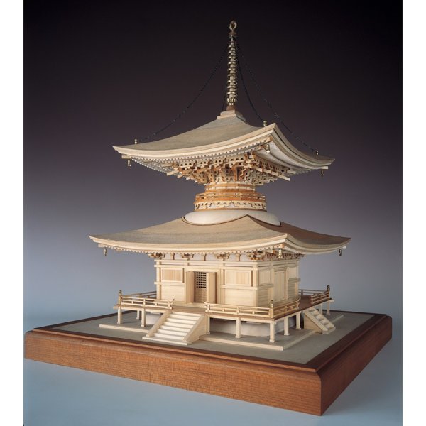 画像1: ウッディジョー (NO.342) 1/50 石山寺 多宝塔 木製模型 組立キット  (1)