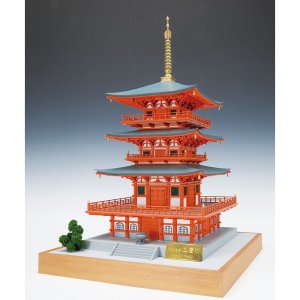 画像: ウッディジョー (NO.350) 1/75 那智山 青岸渡寺 三重塔 木製模型 組立キット 