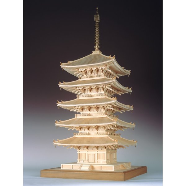 画像1: ウッディジョー (NO.351) 1/75 興福寺 五重塔 木製模型 組立キット  (1)