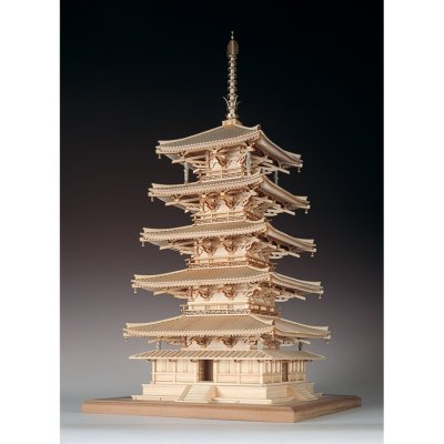 画像1: ウッディジョー (NO.344) 1/75 法隆寺 五重の塔 木製模型 組立キット