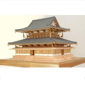 画像: ウッディジョー (NO.345) 1/75 法隆寺 金堂 木製模型 組立キット 