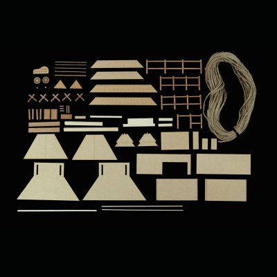 画像3: ウッディジョー (NO.368) ミニ建築 No.5 かやぶきの家 木製模型 組立キット 