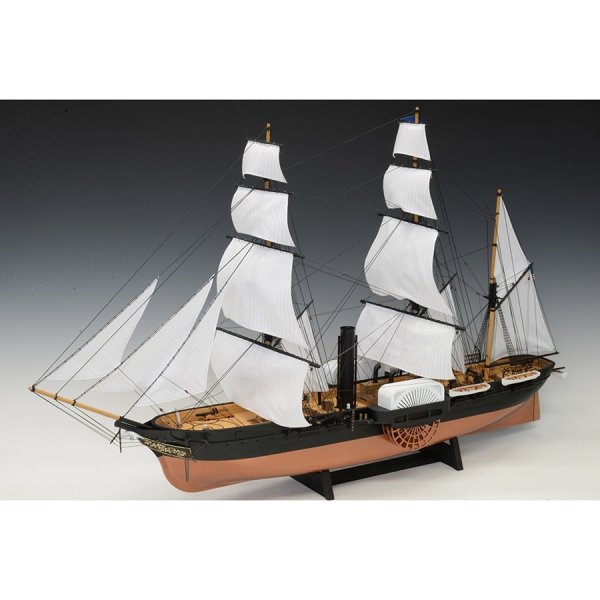 画像1: ウッディジョー (NO.184) 1/120 黒船 サスケハナ（展帆タイプ） 木製模型 組立キット  (1)