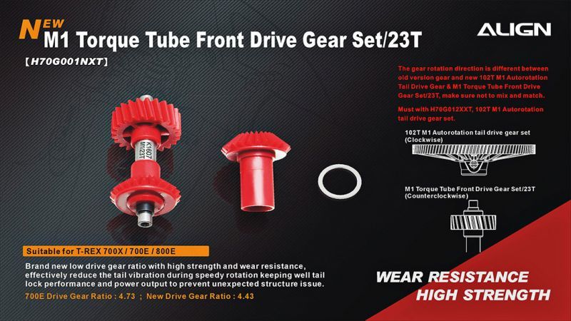 画像: ALIGN 700X/E/XN/760X/800E用  M1トルクチューブフロントドライブギアセット 23T   