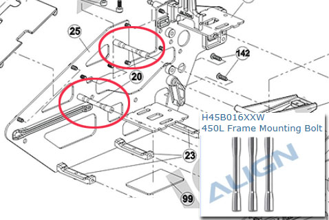 画像: ALIGN 【T-REX450L/LP】 フレームマウンティングボルト　