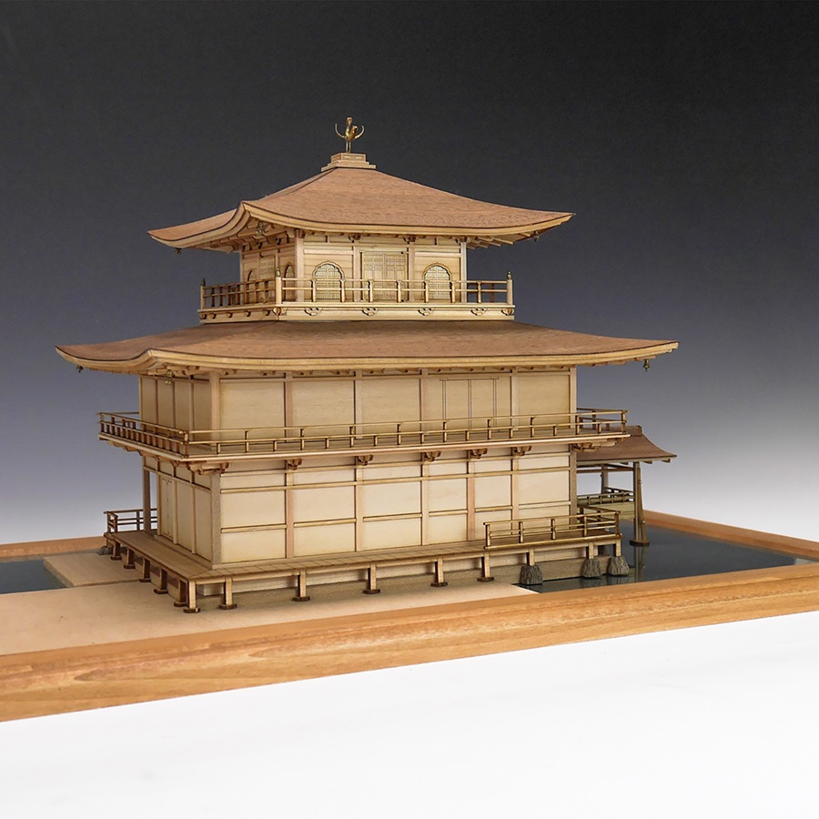 画像: ウッディジョー (NO.340) 1/75 鹿苑寺 金閣 （白木作り）木製模型 組立キット 
