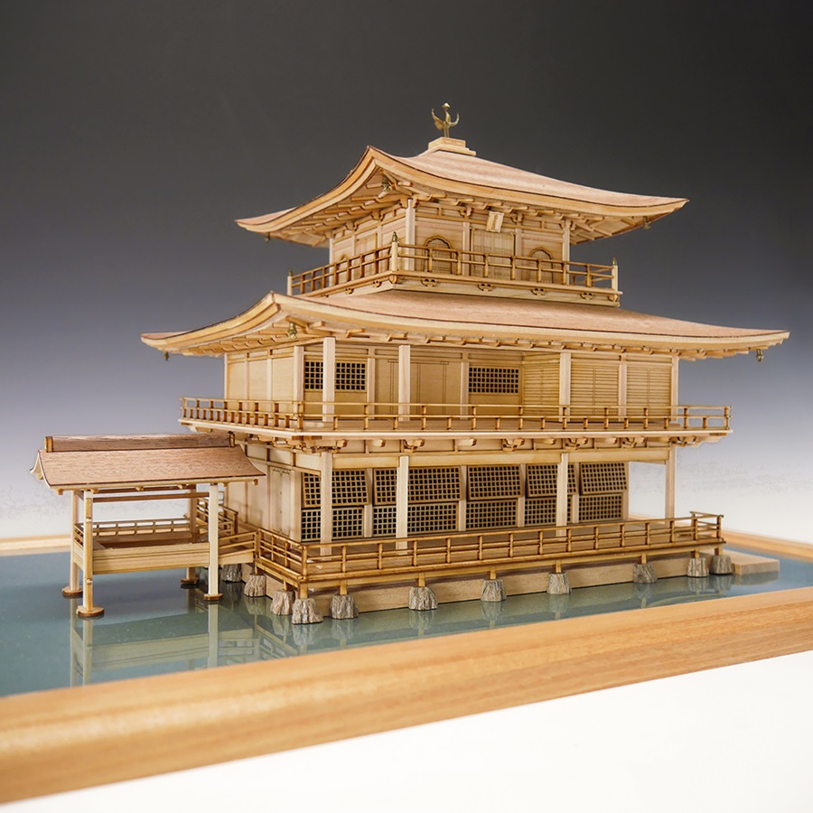 画像: ウッディジョー (NO.340) 1/75 鹿苑寺 金閣 （白木作り）木製模型 組立キット 