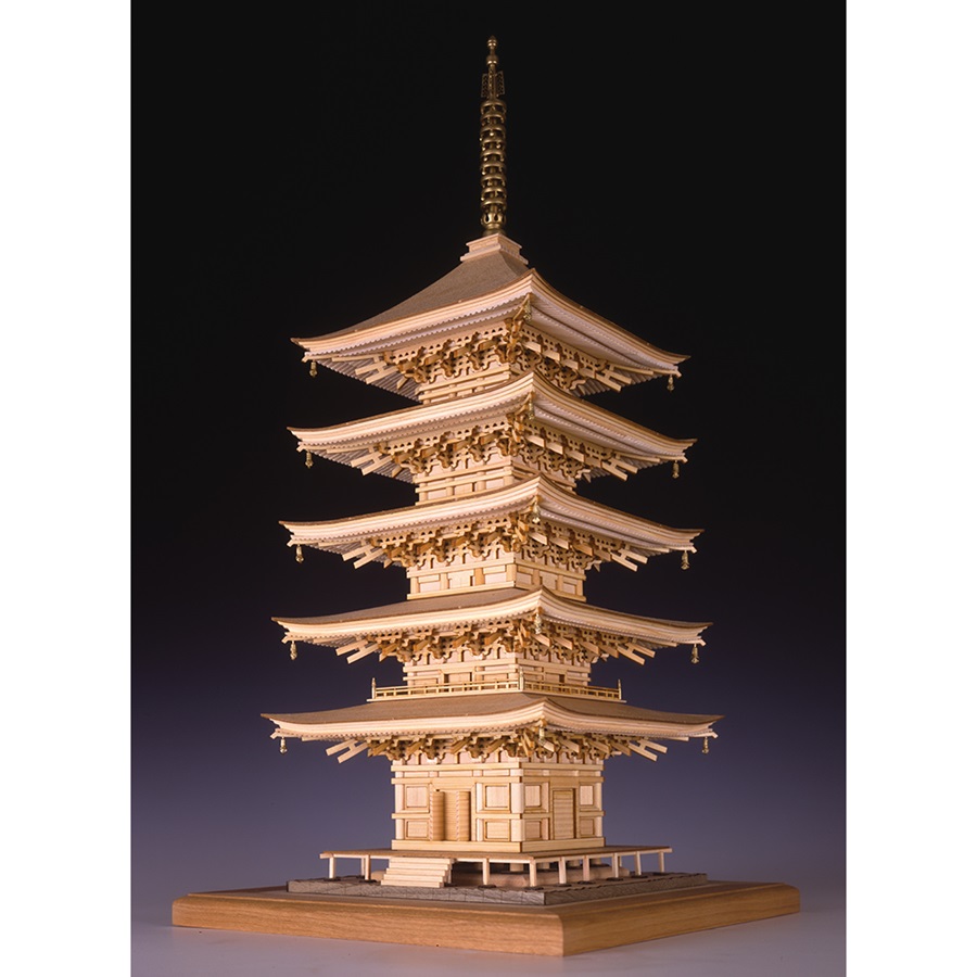 画像1: ウッディジョー (NO.347) 1/75 瑠璃光寺 五重塔 木製模型 組立キット 