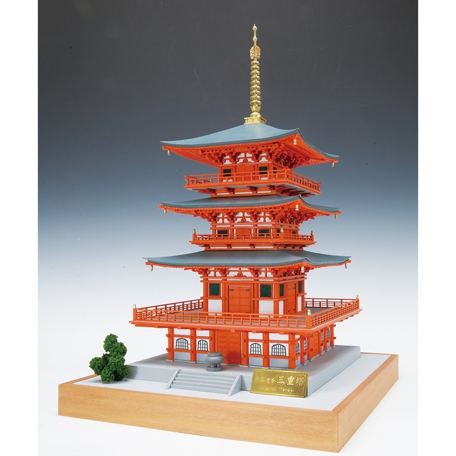 画像1: ウッディジョー (NO.350) 1/75 那智山 青岸渡寺 三重塔 木製模型 組立キット 