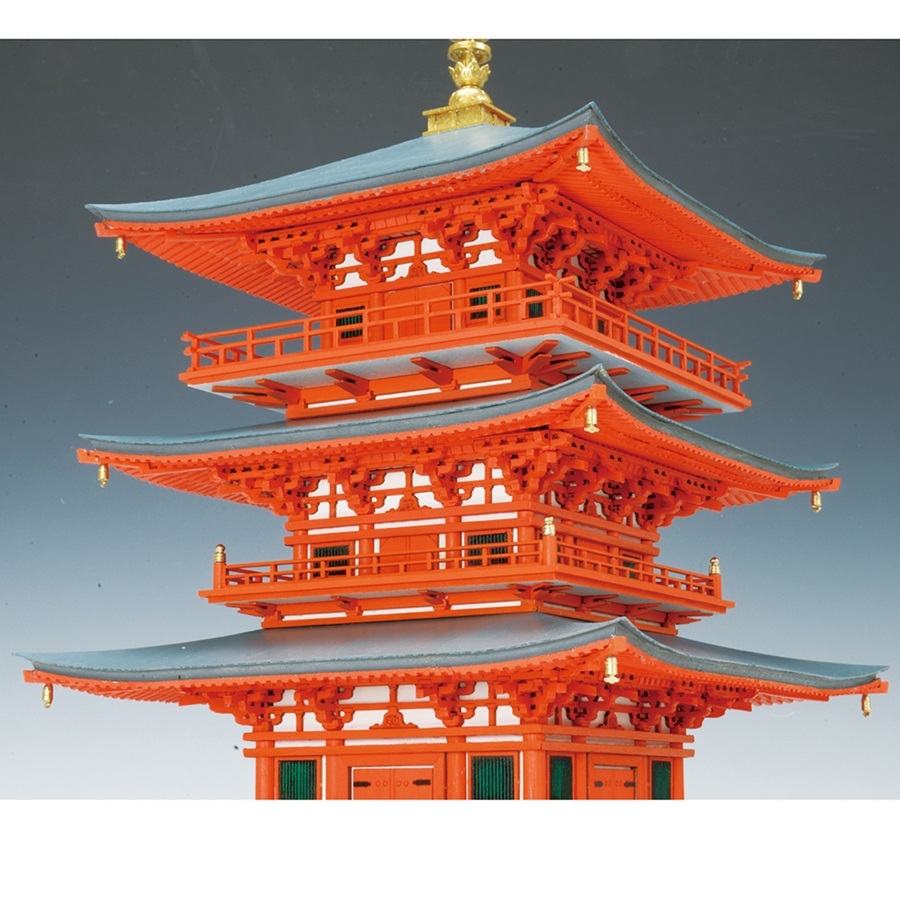 画像: ウッディジョー (NO.350) 1/75 那智山 青岸渡寺 三重塔 木製模型 組立キット 