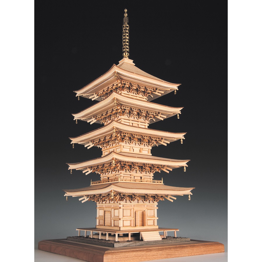 画像: ウッディジョー (NO.347) 1/75 瑠璃光寺 五重塔 木製模型 組立キット 