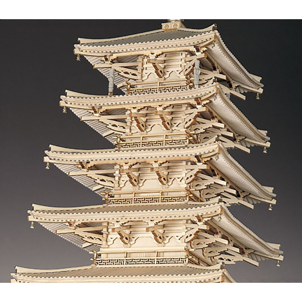 画像: ウッディジョー (NO.344) 1/75 法隆寺 五重の塔 木製模型 組立キット 