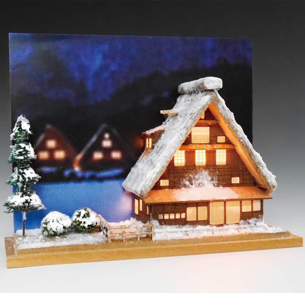 画像1: ウッディジョー (NO.374) ハーフタイプ 合掌造り 木製模型 組立キット 