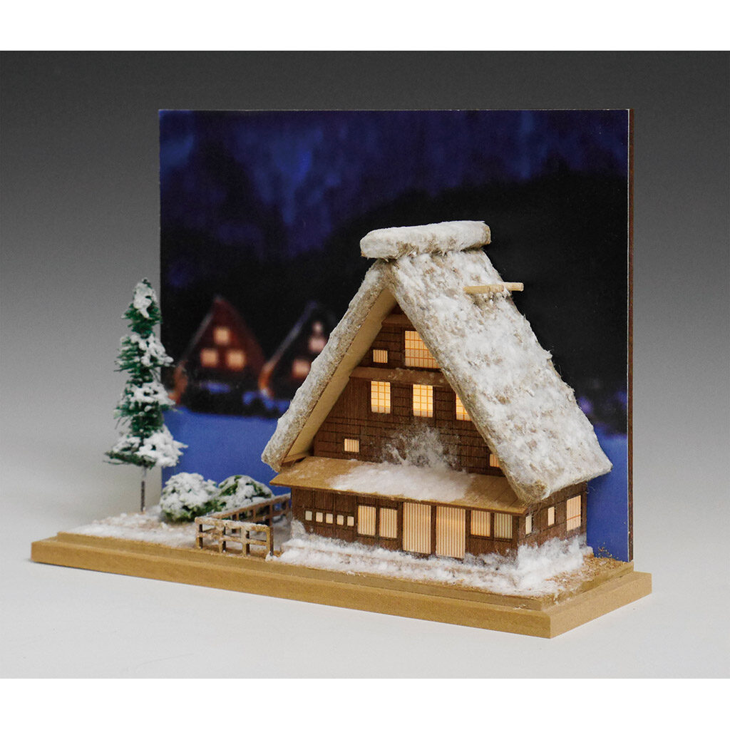 画像: ウッディジョー (NO.374) ハーフタイプ 合掌造り 木製模型 組立キット 