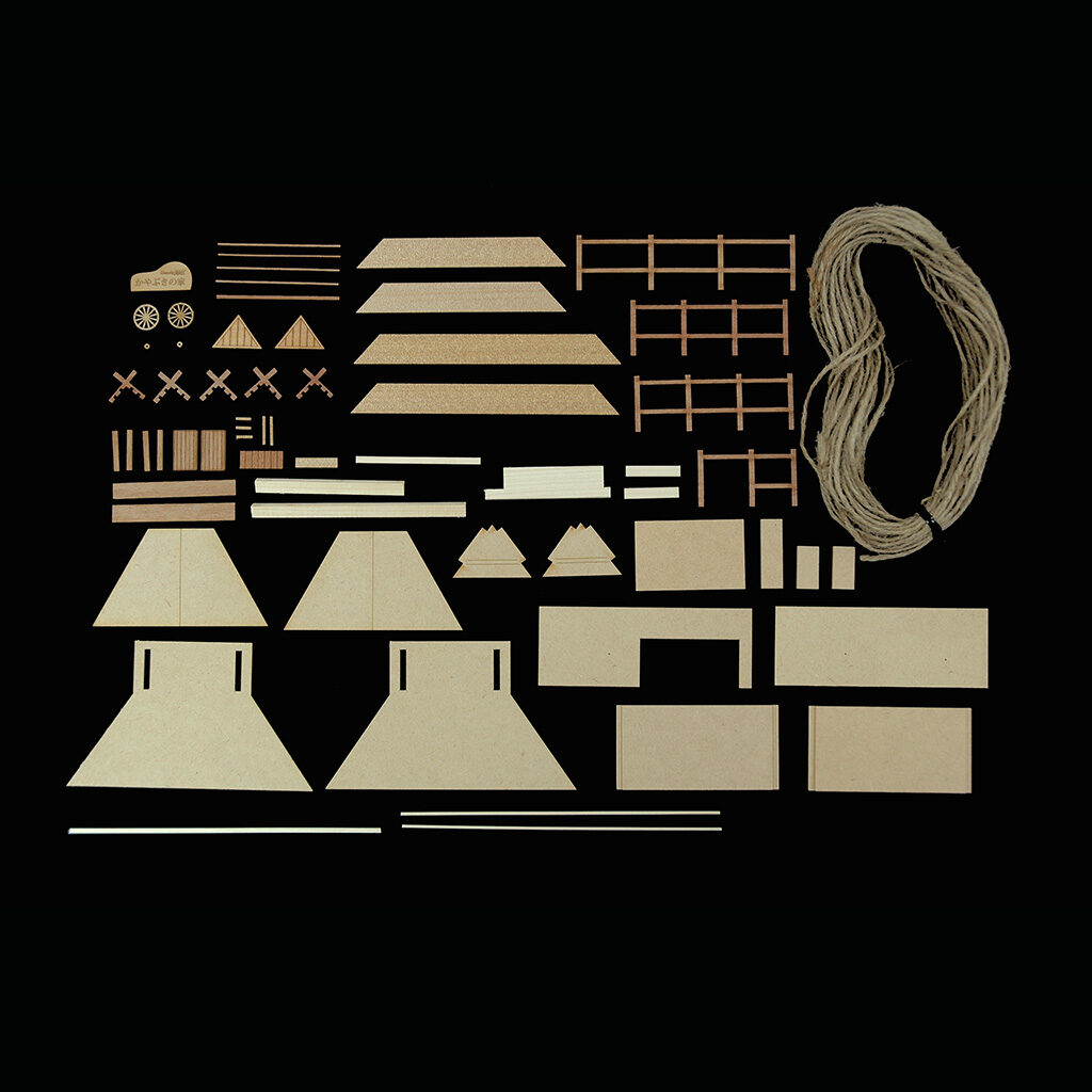 画像: ウッディジョー (NO.368) ミニ建築 No.5 かやぶきの家 木製模型 組立キット 