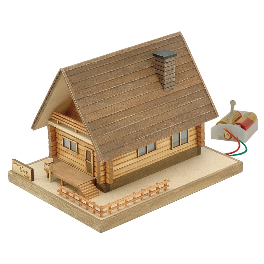 画像: ウッディジョー (NO.370) あかりシリーズ No.2 ログハウス 森の家 木製模型 組立キット 