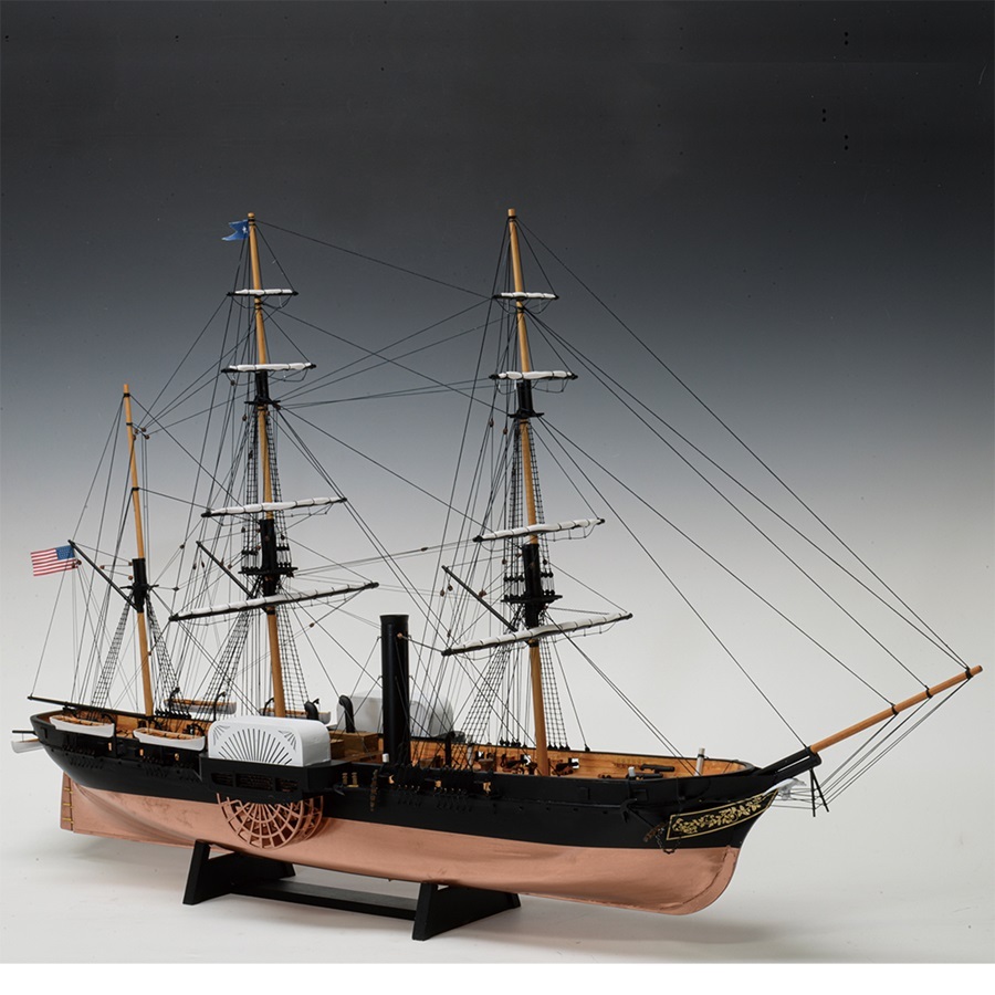 画像1: ウッディジョー (NO.182) 1/120 黒船 サスケハナ（縮帆タイプ） 木製模型 組立キット 