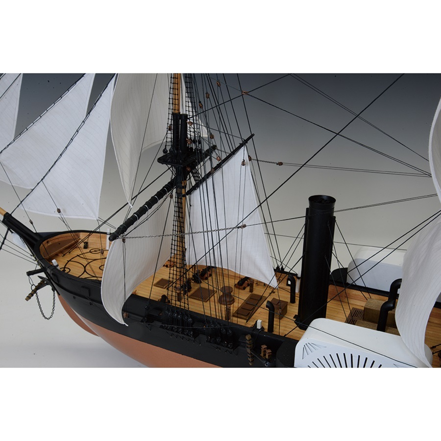 画像: ウッディジョー (NO.184) 1/120 黒船 サスケハナ（展帆タイプ） 木製模型 組立キット 