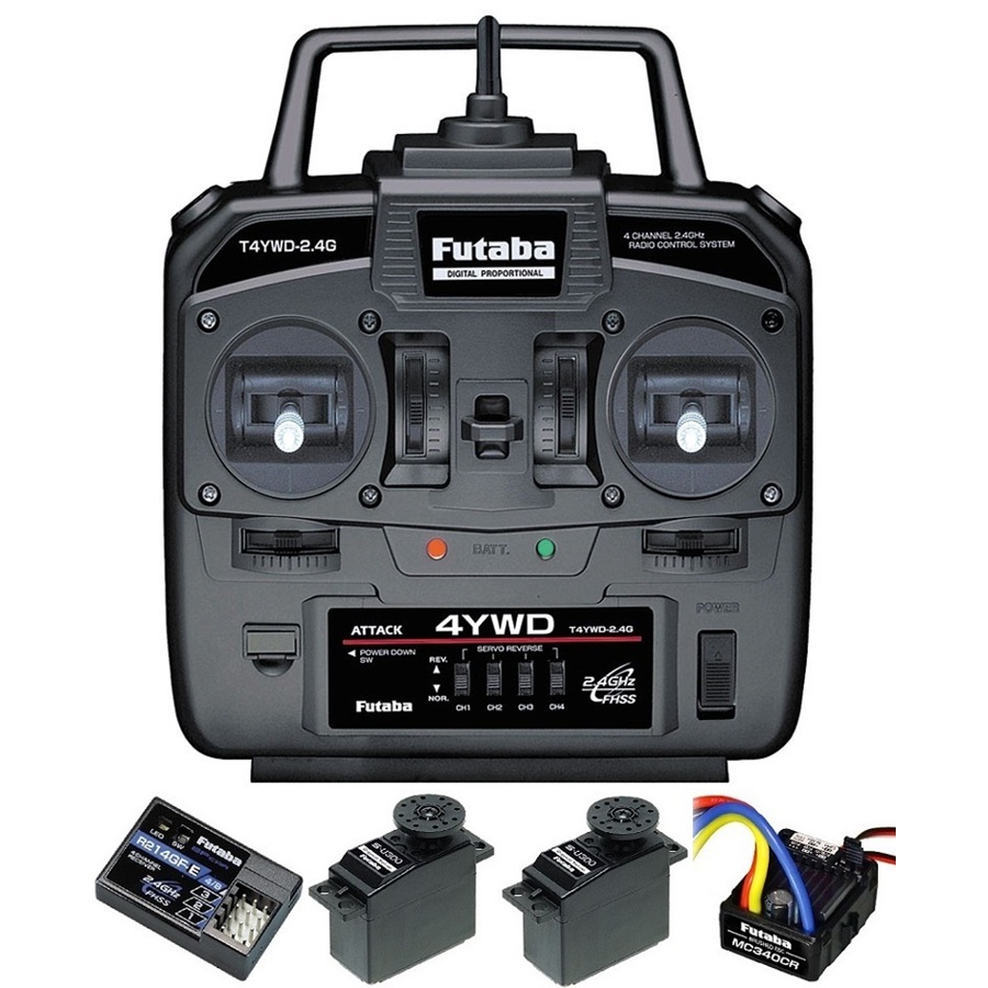 画像1: フタバ (035777)  電動カー用 T4YWD (R214GFE 受信機+Ｕ300サーボx2付+アンプ:MC340CR付) セット  